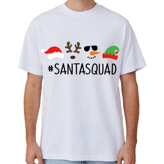 100% Cotton Christmas T-shirt Adult Unisex Tee Tops - Santa Squad