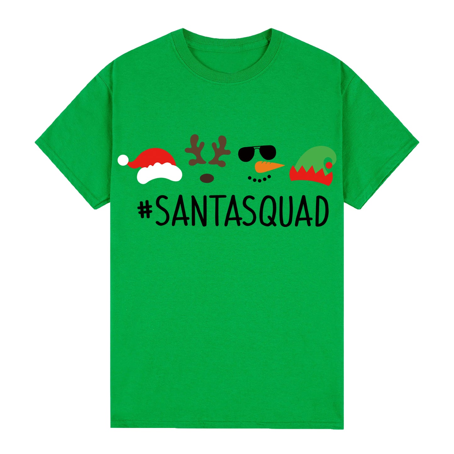100% Cotton Christmas T-shirt Adult Kids Unisex Tee Tops - Santa Squad