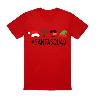 100% Cotton Christmas T-shirt Adult Kids Unisex Tee Tops - Santa Squad