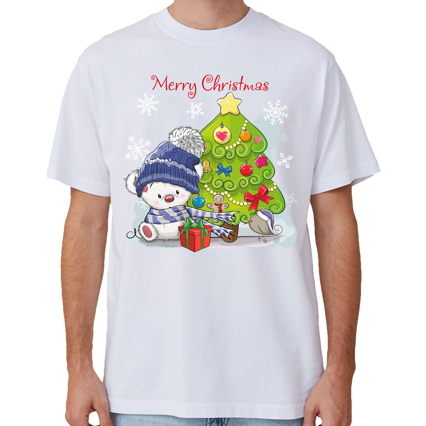 100% Cotton Christmas Unisex T-shirt Adult Kids Tee Mens Top Santa Xmas Party Custume - Festive Friends
