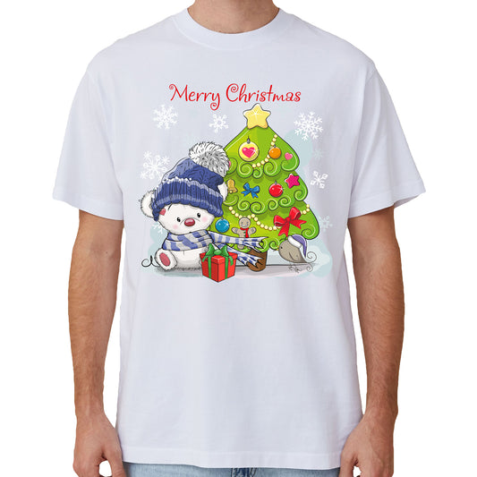 100% Cotton Christmas Unisex T-shirt Adult Tee Mens Top Santa Xmas Party Custume - Festive Friends