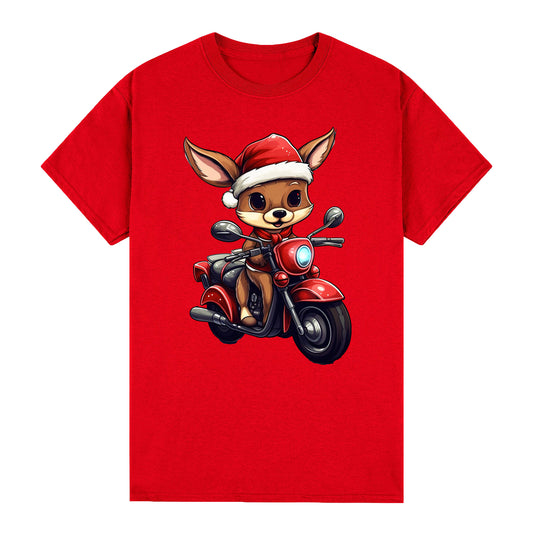 100% Cotton Christmas Unisex T-shirt Adult Tee Mens Top Santa Xmas Party Custume - Holiday Ride