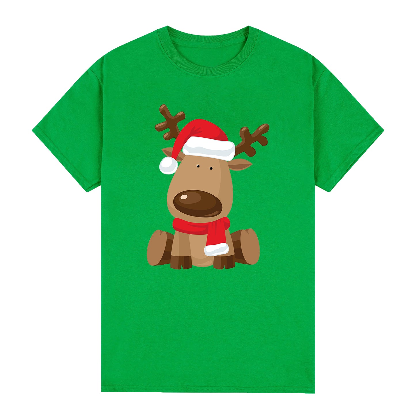 100% Cotton Christmas Unisex T-shirt Adult Kids Tee Mens Top Santa Xmas Party Custume - Rudy the Reindeer