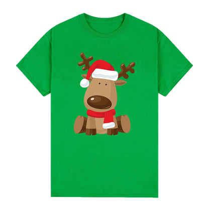 100% Cotton Christmas Unisex T-shirt Adult Kids Tee Mens Top Santa Xmas Party Custume - Rudy the Reindeer