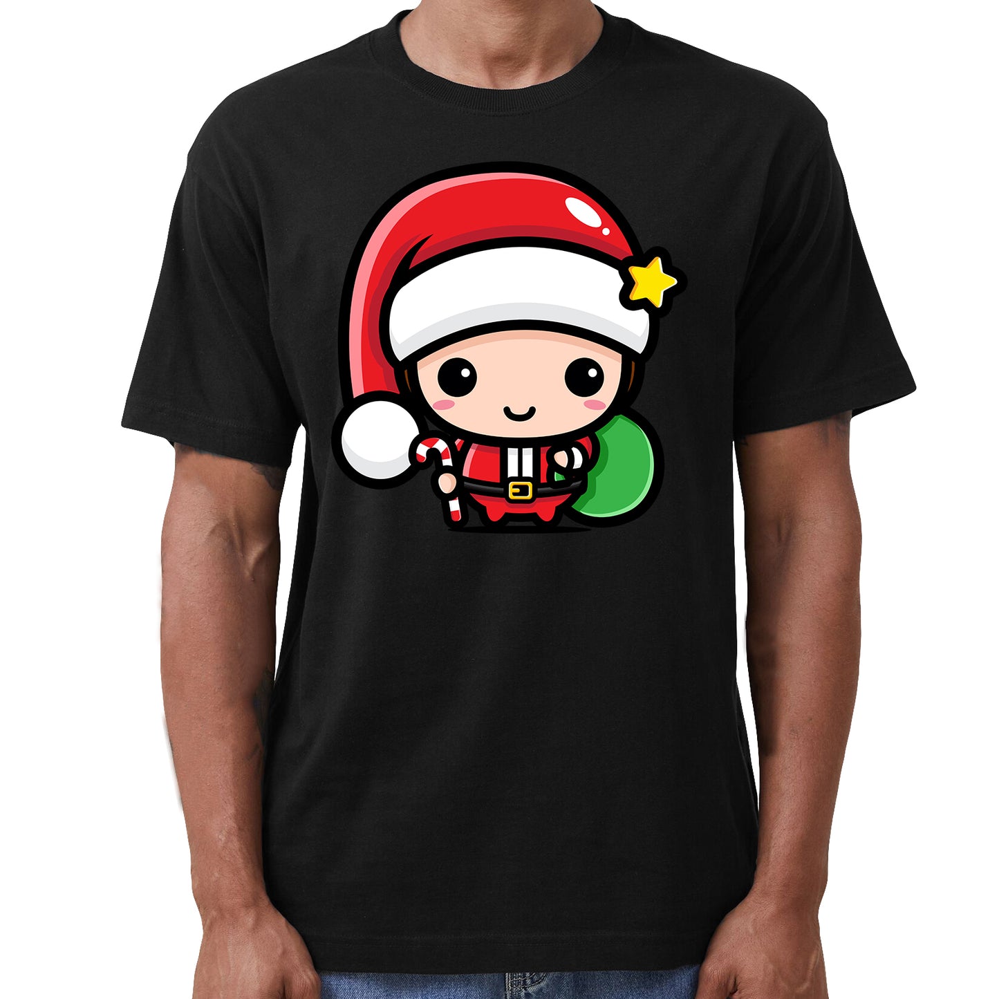 100% Cotton Christmas Unisex T-shirt Adult Kids Tee Mens Top Santa Xmas Party Custume - Santa's Little Helper