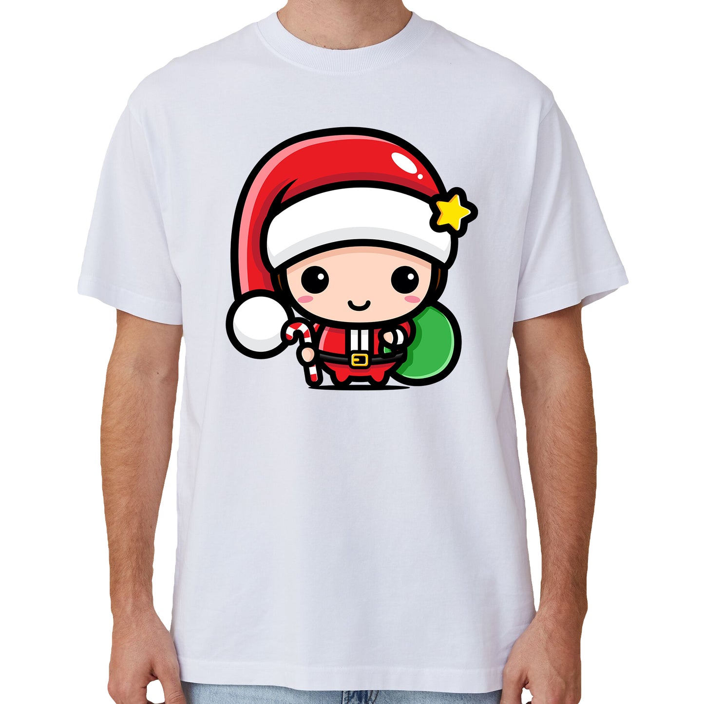 100% Cotton Christmas Unisex T-shirt Adult Kids Tee Mens Top Santa Xmas Party Custume - Santa's Little Helper