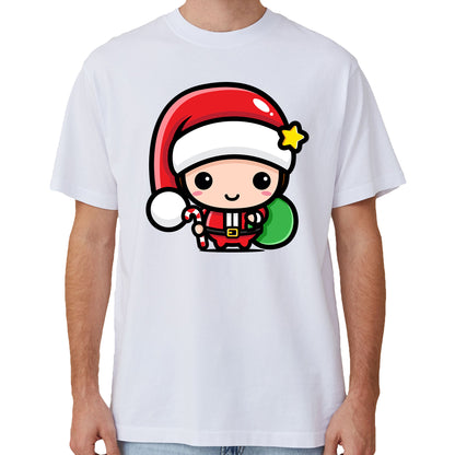 100% Cotton Christmas Unisex T-shirt Adult Kids Tee Mens Top Santa Xmas Party Custume - Santa's Little Helper