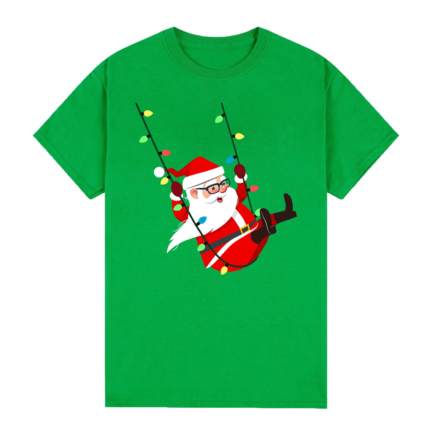 100% Cotton Christmas Unisex T-shirt Adult Kids Tee Mens Top Santa Xmas Party Custume - Swinging Santa