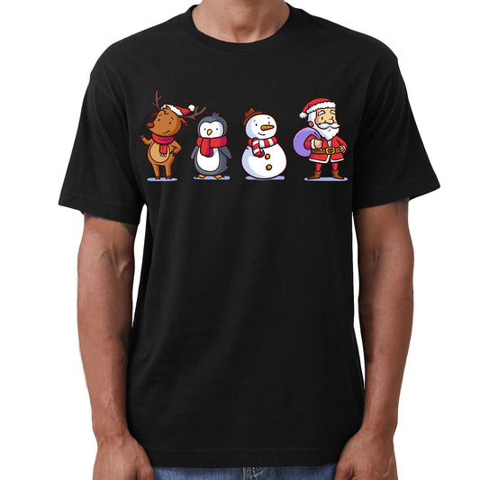 100% Cotton Christmas Unisex T-shirt Adult Tee Mens Top Santa Xmas Party Custume - Winter Wonderland