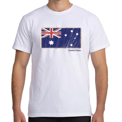 Adult Kids Unisex 100% Cotton White Aussie Flag Australia Day Graphic T-Shirt