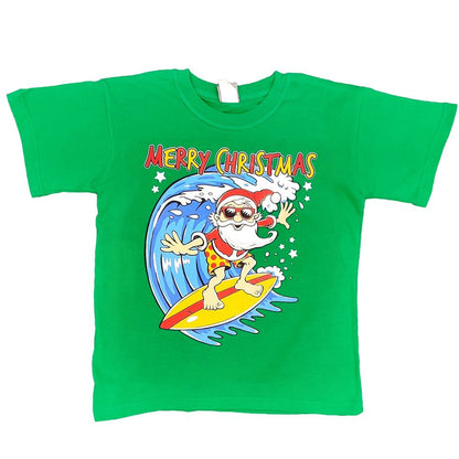 New Funny Unisex Xmas Christmas T shirt Tee Adult Kids Mens Womens Santa - Santa Surf