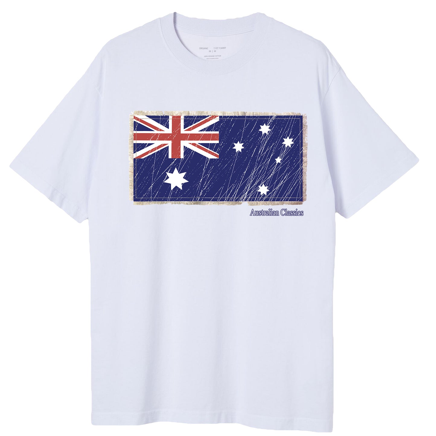 Adult Kids Unisex 100% Cotton White Aussie Flag Australia Day Graphic T-Shirt